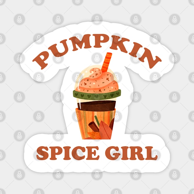 Pumpkin Spice Latte Girl Fall Design Magnet by LittleMissy