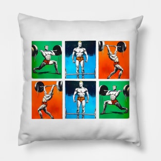 Bodybuilder gym boy with dumbbells Pillow