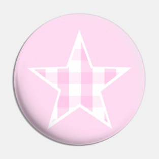 Soft Pink and White Buffalo Plaid Star Pin