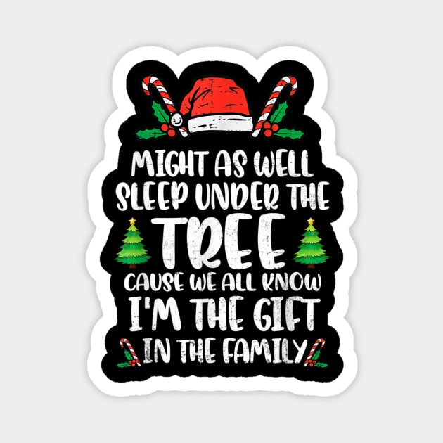 Might Funny As Well Sleep Under The Tree Happy Christmas Magnet by Brodrick Arlette Store