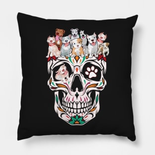 Pitbull Mom Sugar Skull Funny Gothic Dog Mom Dad Gift T-Shirt Pillow