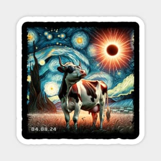 Cow Eclipse Expedition: Stylish Tee Featuring Serene Bovine Companions Magnet