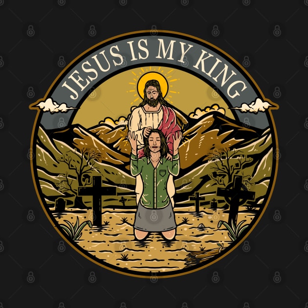 Jesus Is My King - Female Christian Illustration by ChristlikeMerch