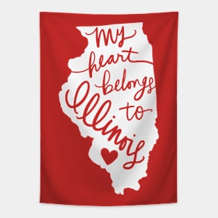 My Heart Belongs To Illinois State Pride Calligraphy Tapestry