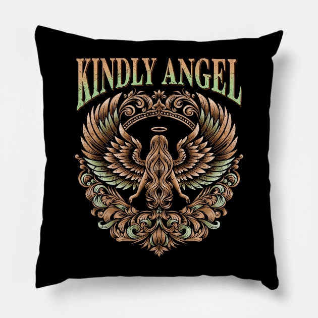 Kindly Angel with Ornaments and Wings Pillow by ilhnklv