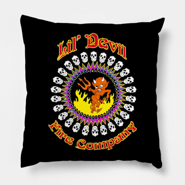 Lil' Devil Fire Company Colour 2 Pillow by CosmicAngerDesign