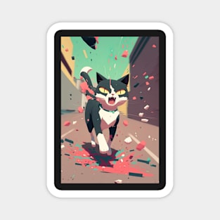 Angry cat Anime style Magnet