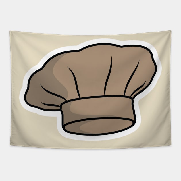 Chef Cooking Hat Cartoon Sticker vector illustration. Kitchen cooking object icon concept. Chef white hat sticker vector design with shadow. Bakery logo icon concept. Tapestry by AlviStudio