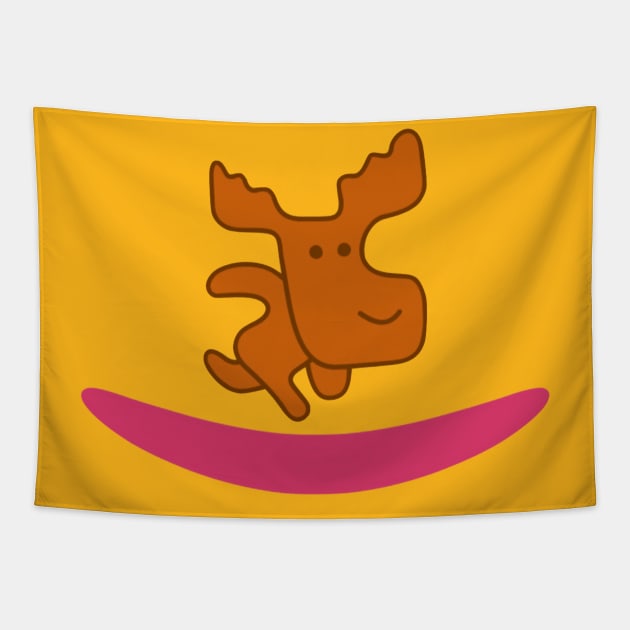 Mabel Pines Running Moose Tapestry by Polka Toons