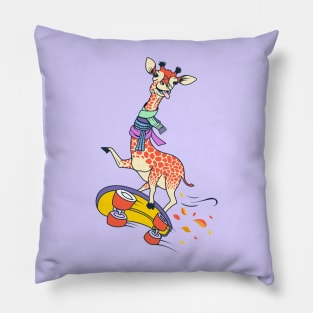 Giraffe wearing many different scarves Pillow