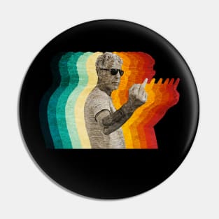 Anthony Bourdain Retro Vintage Fade Pin