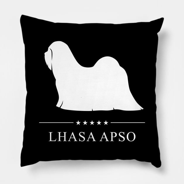 Lhasa Apso Dog White Silhouette Pillow by millersye