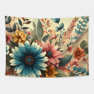 Retro Floral Tapestry