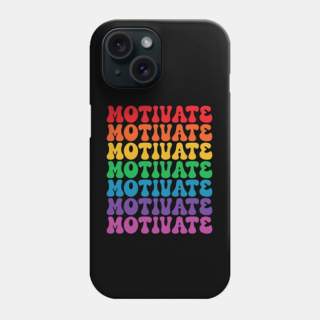 Retro Rainbow Repeat Typography Motivate Phone Case by Inspire Enclave