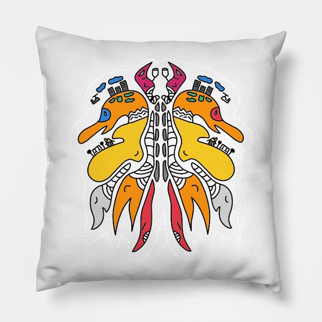 Doodle Art Colored, "Positioning" Pillow by R4CProject