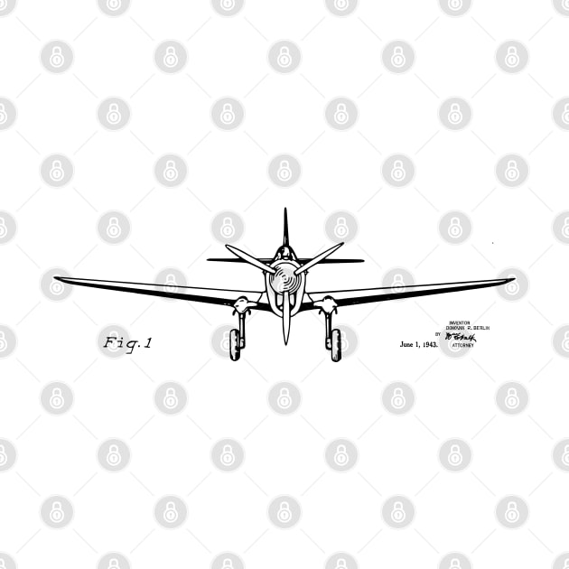 Airplane Graphic 1943 Patent Image by MadebyDesign