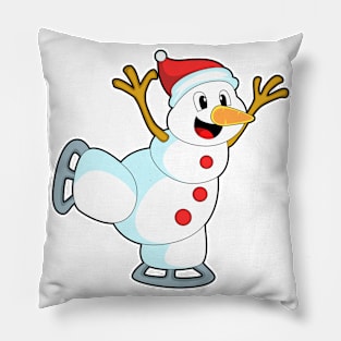 Snowman at Ice skating with Ice skates Pillow