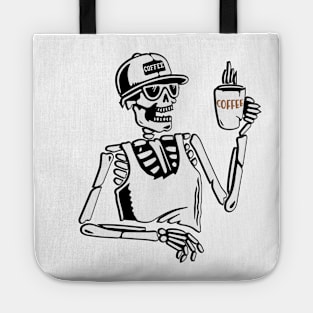 Skeleton Drinking Coffee Tote