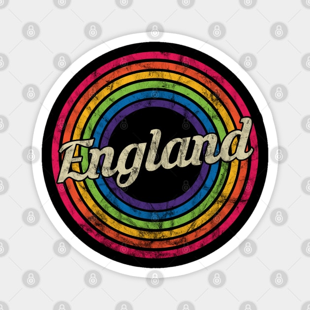 England - Retro Rainbow Faded-Style Magnet by MaydenArt