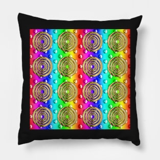 Rainbow Seamless Metal With 5 Gold Rings Pillow