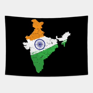 Map of India in Tricolor with Ashoka Chakra Desi Indian Tapestry