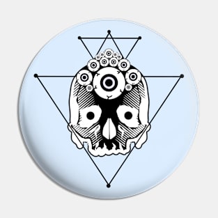 Trippy Skull With Many Eyes Pin