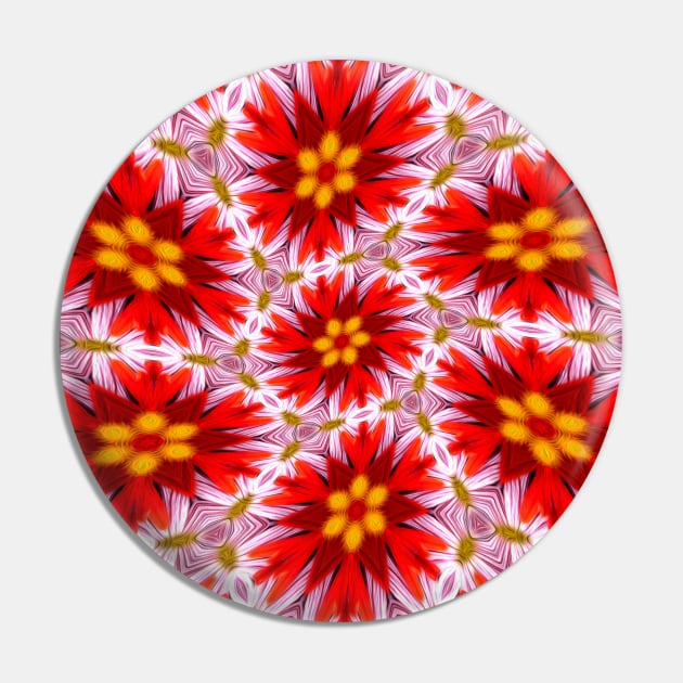 Red Floral Pattern Pin by PatternFlower