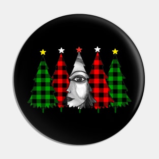 Black and white woman's portrait in christma's tree Pin