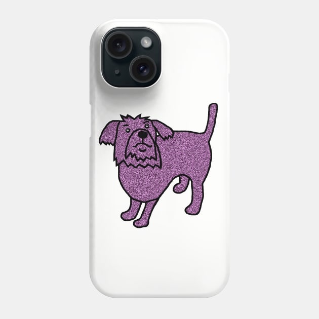 Purple Sparkle Dog Minimal Line Drawing Phone Case by ellenhenryart