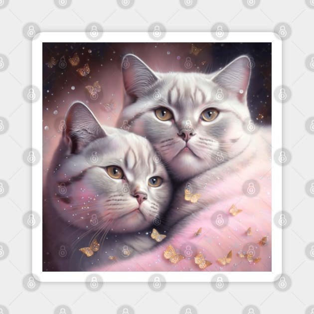 Fairy White British Shorthair Pair Magnet by Enchanted Reverie