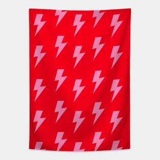 Pink Lightning Bolts on Red Tapestry