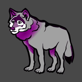 Asexual Pride Cartoon Wolf Design T-Shirt