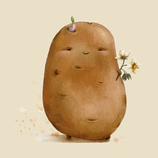 Cute potato. Creme background. T-Shirt