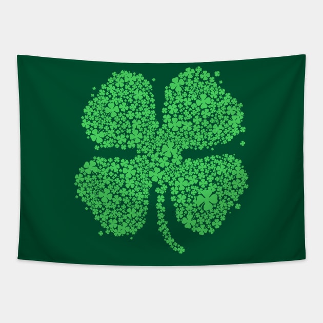 Four Leaf Clover Green Shirt St Patricks Day Shamrock Shirt II Tapestry by vo_maria