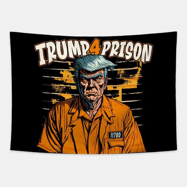 Retro Trump for Prison Illustration Tapestry by SLAG_Creative