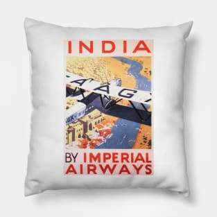 INDIA IMPERIAL AIRWAYS Advertisement British Airline Vintage Airplane Pillow