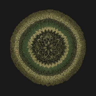 Green Gold Flower Mandala T-Shirt