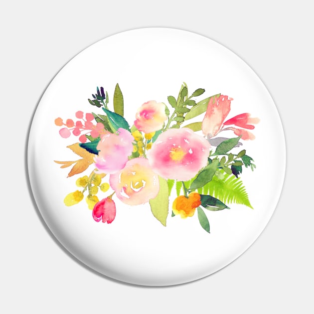 Floral Watercolor, Spring Bouquet Pin by PixDezines