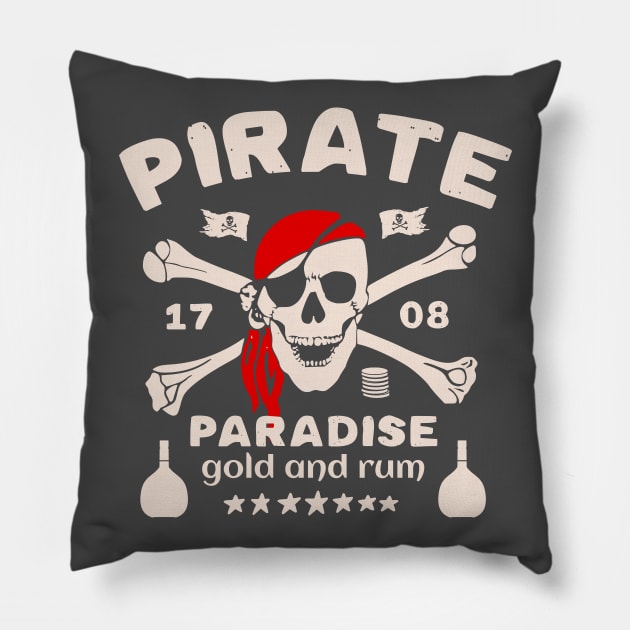 Pirate Paradise gold and rum Pillow by SpaceWiz95