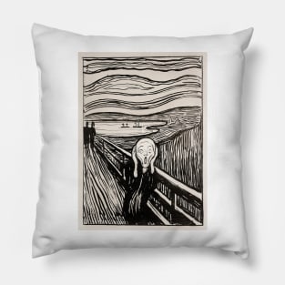 The Scream in black and white Pillow