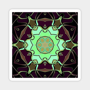 Cartoon Mandala Flower Green Purple and Black Magnet