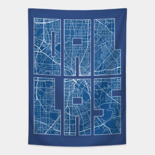 Dallas, USA City Map Typography - Blueprint Tapestry