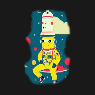 cute banana man astronaut flight pilot space rocket T-Shirt