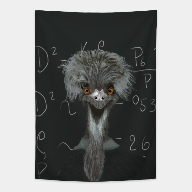 Funny Emu | Einstein | Humorous Gift Tapestry by Suneldesigns