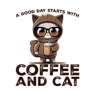 A Good Day Starts With Coffee and Cat Cat Lovers Coffee Lovers Gift Idea T-Shirt