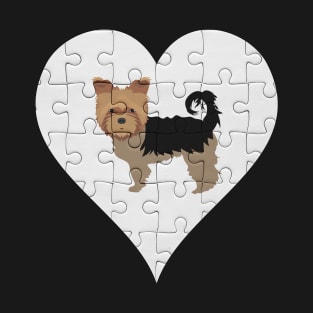 Yorkshire Terrier Heart Jigsaw Pieces Design - Gift for Yorkshire Terrier Lovers T-Shirt