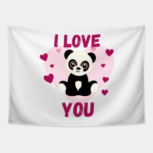 Pink I love you panda Tapestry