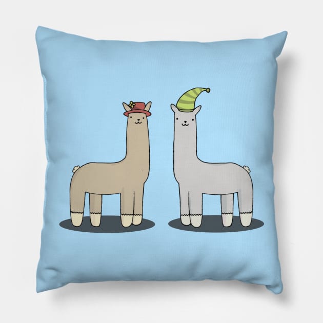 llamas with hats. Pillow by charlytanne
