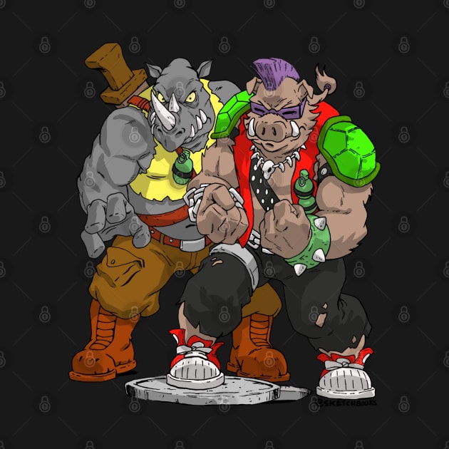 Rocksteady and Bebop TMNT by SketchbooksTees