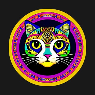 Esoteric Hippie Cat Inside A Colorful Mandala T-Shirt